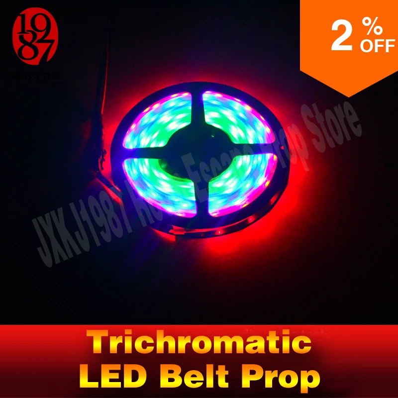 

JXKJ1987 real life room escape adventure game prop Trichromatic led belt prop light on the right segments to release lock