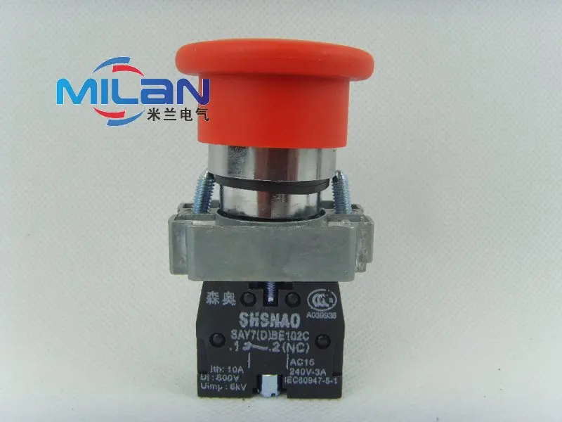 

1PCS SAY7-D XB2-BS545 Twist Reset 22mm Turn to Release 1 N/C 1N/O Turn Reset Emergency Stop Button Latching Switch
