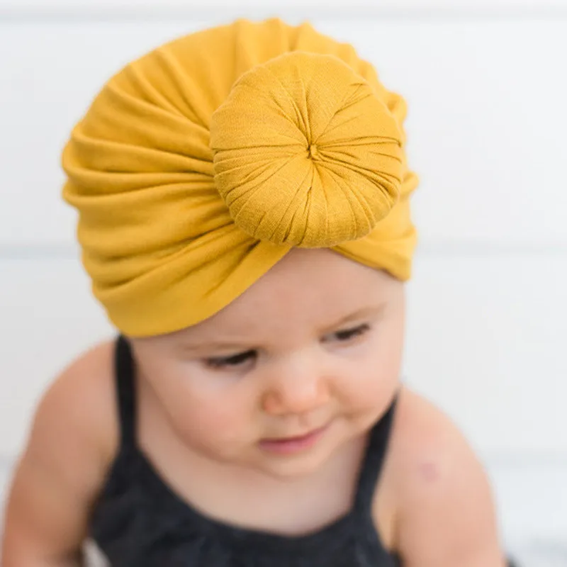 

Summer Cute Baby Hat Cotton Soft Turban Knot Girl Summer Hat Bohemian Style Kids Newborn Cap for baby girls 12 Colors D0875