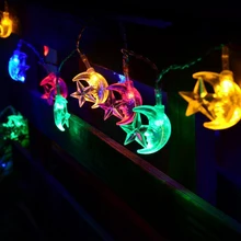 Многоцветный 4 м 20 светодиодный s AC110/220 V звезды и луна Водонепроницаемый светодиодный светильник-гирлянда Рождественский светильник s праздничное украшение для вечеринки, свадьбы