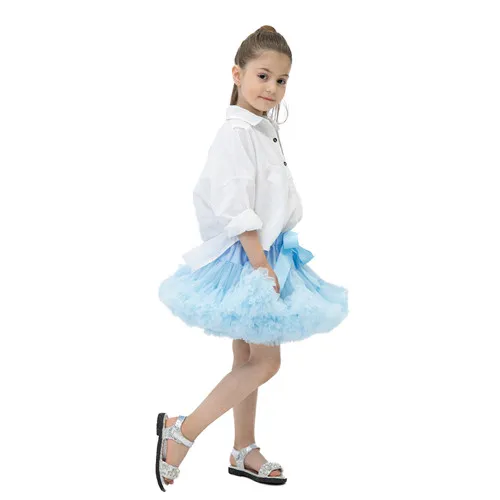 Fashion Fluffy Chiffon Teenage Girl Adualt Women Pettiskirts tutu Baby Girls Skirts Princess skirt dance wear Party clothes - Цвет: light blue