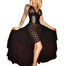 Сексуальное женское белье Черная кружевная одежда ночная рубашка с открытой спиной платье