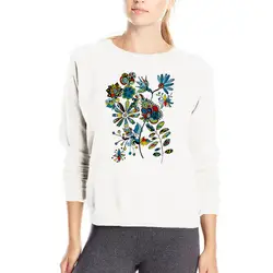 Синий цветочный принт толстовки с длинным рукавом пуловер Весна Толстовка оригинальный бренд хлопок Повседневная Толстовка милые цветы