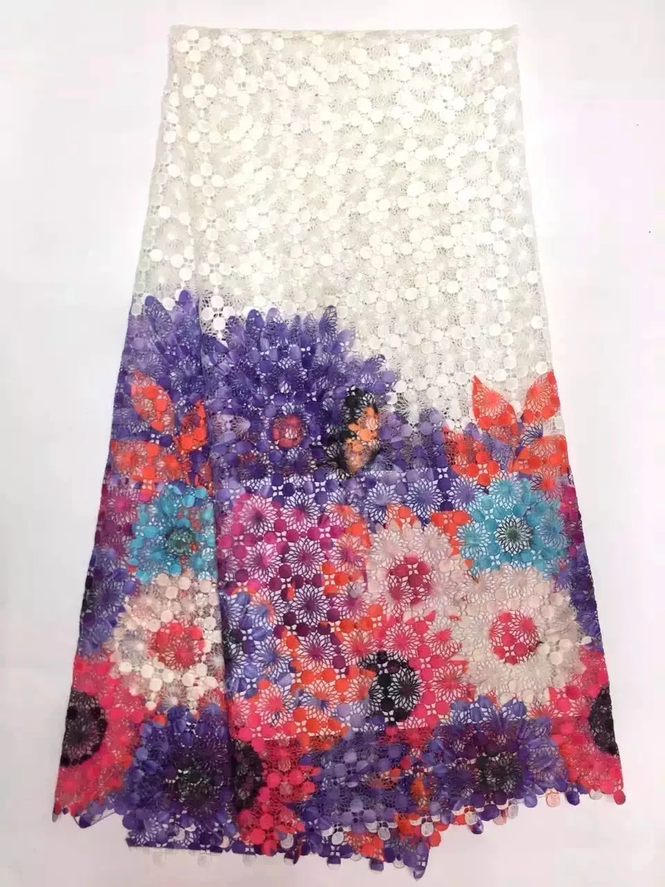

2017 Eyelet Circle Water soluble Cord Embroidery African Guipure lace fabric plan color Swiss chemical Lace fabric K-RA660