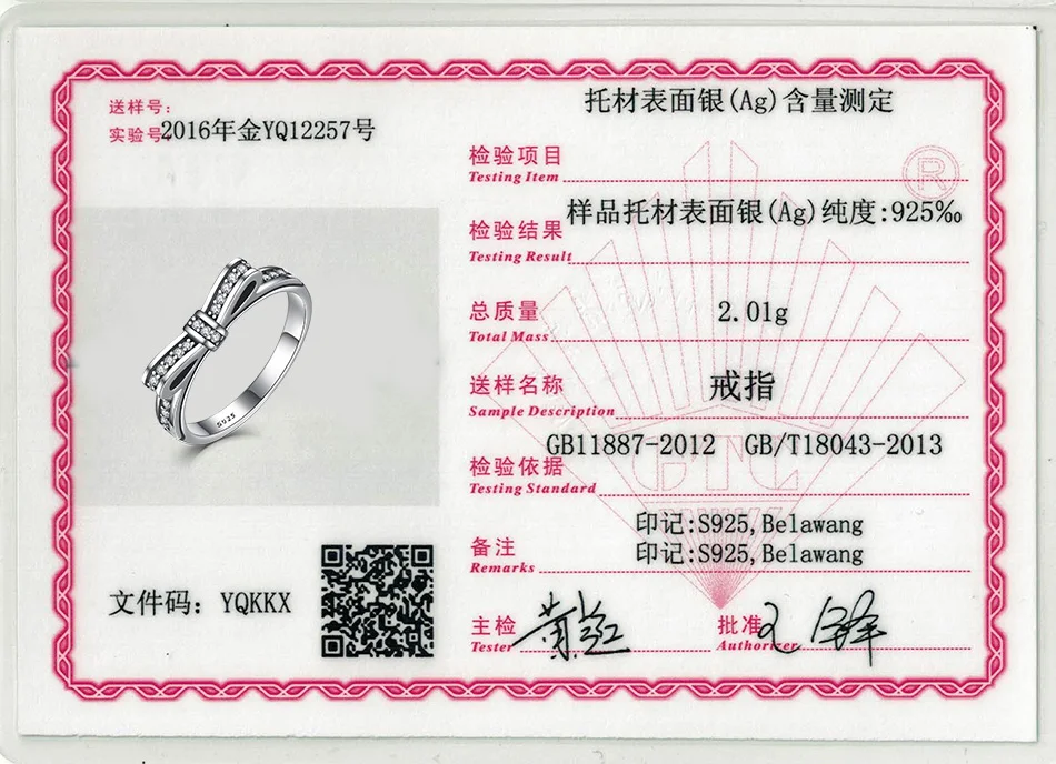 BELAWANG Модные кольца для женщин женские кольца кольцо из стерлингового серебра 925 с сверкающий лук-узел Кристалл ювелирные изделия