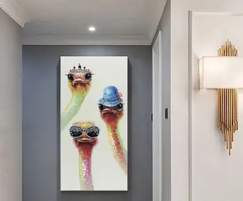 

hand painted funny The ostrich queen wall art modern abstract oil painting on canvas graffitti street for living room