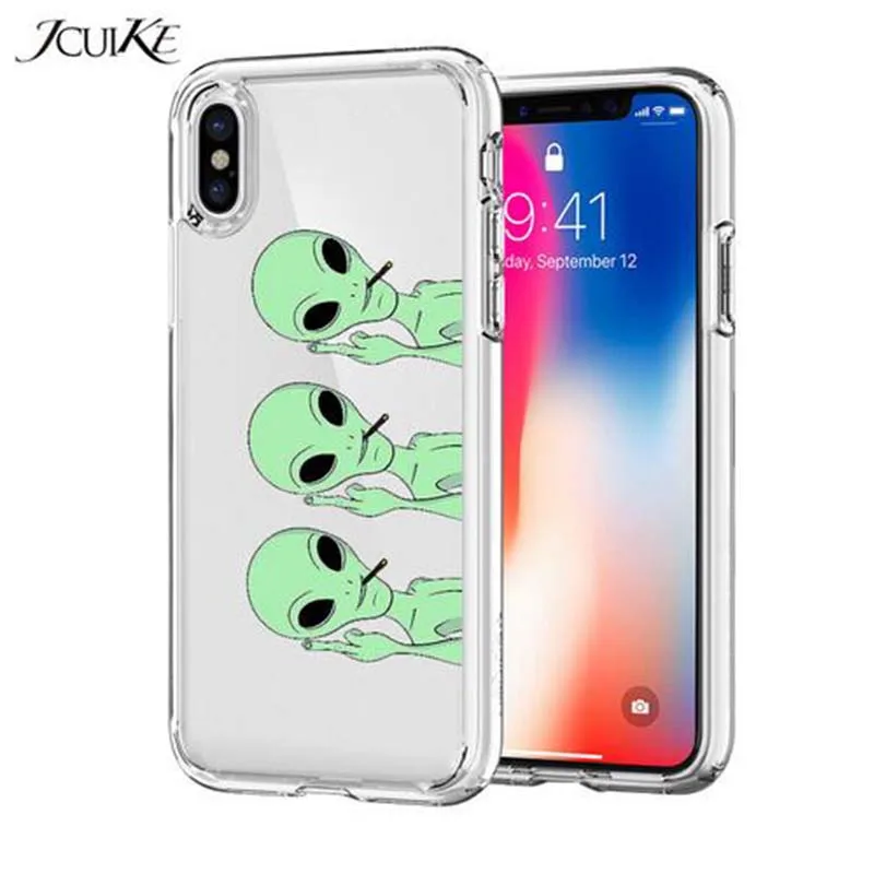Three Alien TPU Soft Shell Phone Cases for iPhone X 5 5s ES 6 6s 7 8 Plus Case Flamingo Panda Dog Cat Silicone | Мобильные телефоны