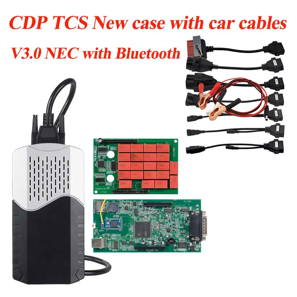 Cdp tcs pro plus с bluetooth R3/,00 с keygen для автомобилей/грузовиков obd2 диагностический инструмент, такой же как mvd Multidiag pro - Цвет: new case cable bt