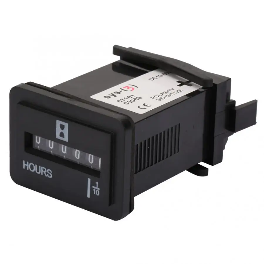 

10-80V AC/DC 99999.9 Hours Quartz Hour Meter for Engine Generator Time Counting Timer