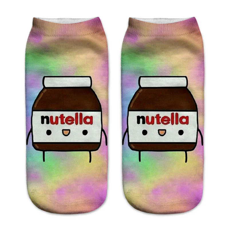 Лидер продаж 3D милый я люблю Nutella с Носки для девочек Новинки для женщин унисекс милые укороченные носки хлопковые носки Повседневное Nutella бутылка Носки для девочек