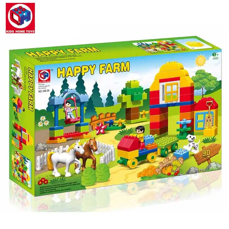 

Kid's Home Toy Large Size Happy Farms Ranch Animals Model Building Blocks Bricks Toys Swing Amusement Block Compatible Duploe
