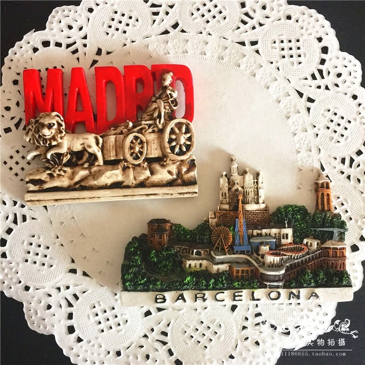 Милые 3D смолы украшения Мадрид миниатюрный пейзаж магнит на холодильник туристические Путешествия Подарочные сувениры украшения дома DIY смолы ремесло