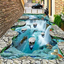 Фото обои 3D стерео скалы водопады напольная плитка наклейка на открытом воздухе Ванная комната гостиная прихожих ПВХ одежда Водонепроницаемые фрески