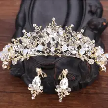 Роскошные розовые золотые жемчужные Свадебные тиара ручной работы невесты