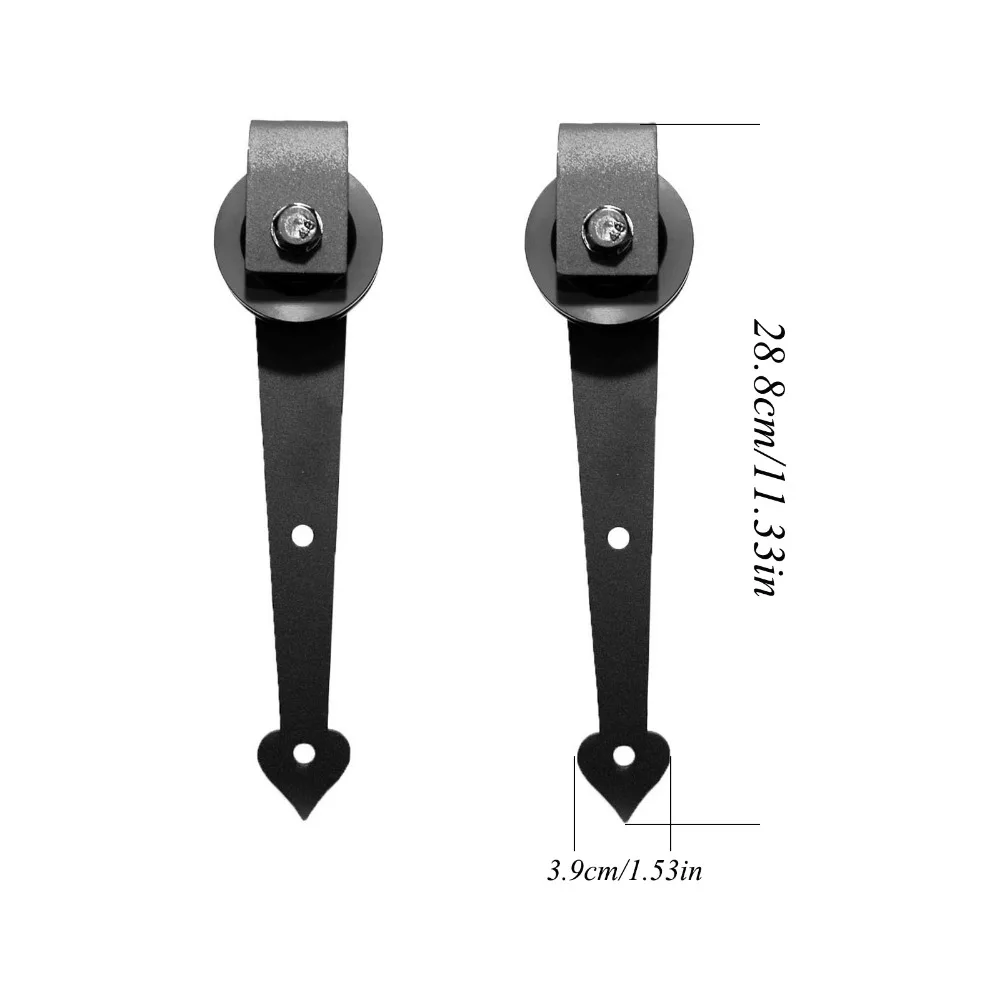 LWZH Ceiling Bracket Mount Sliding Barn Wood Door Hardware Kit 4-20FT Heart Shaped Black Rollers for Interior Sliding Barn Door