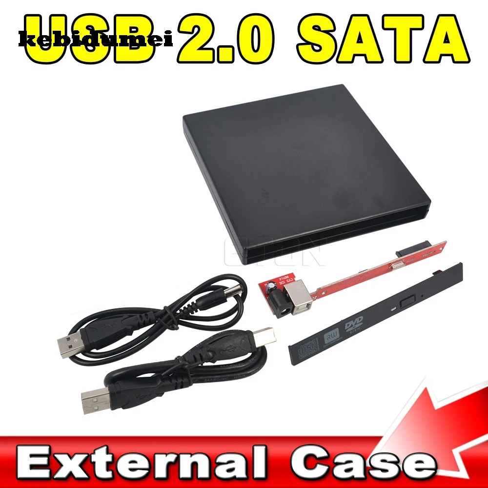 

kebidumei Newest Hot Computer accessories Portable USB 2.0 DVD CD DVD-Rom SATA External Case Slim for Laptop Notebook