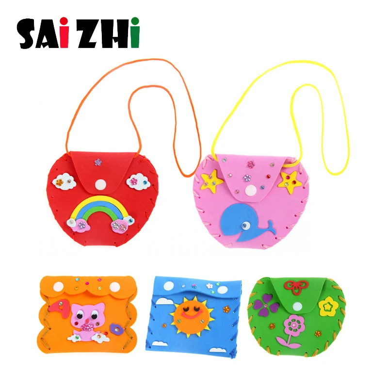 

Saizhi EVA children DIY Bags Cute Cartoon handmade material package kindergarten creative wallet sewing bag toys SZ3640