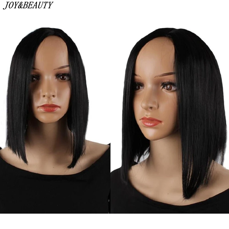 

JOY&BEAUTY Short Straight Hair Wigs Black Color Women Wig 14 inch Bob Style Full Head Wig Heat Resistant Synthetic Wig