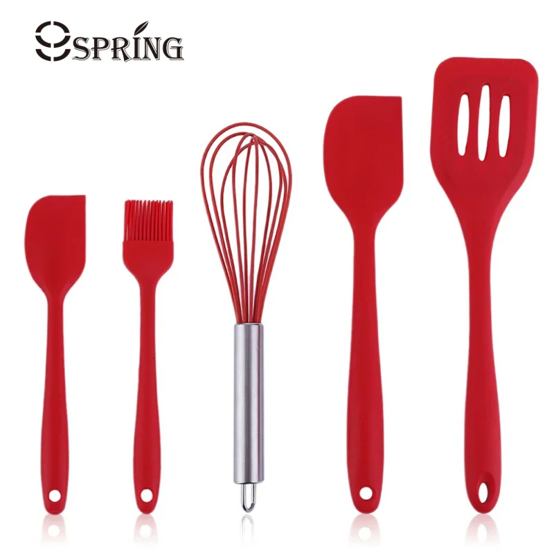Silicone Cooking Utensils Set Kitchen Turner Silicone Spatula Egg Whisk Basting Brush Non-stick Pastry Baking Cooking Tools Set