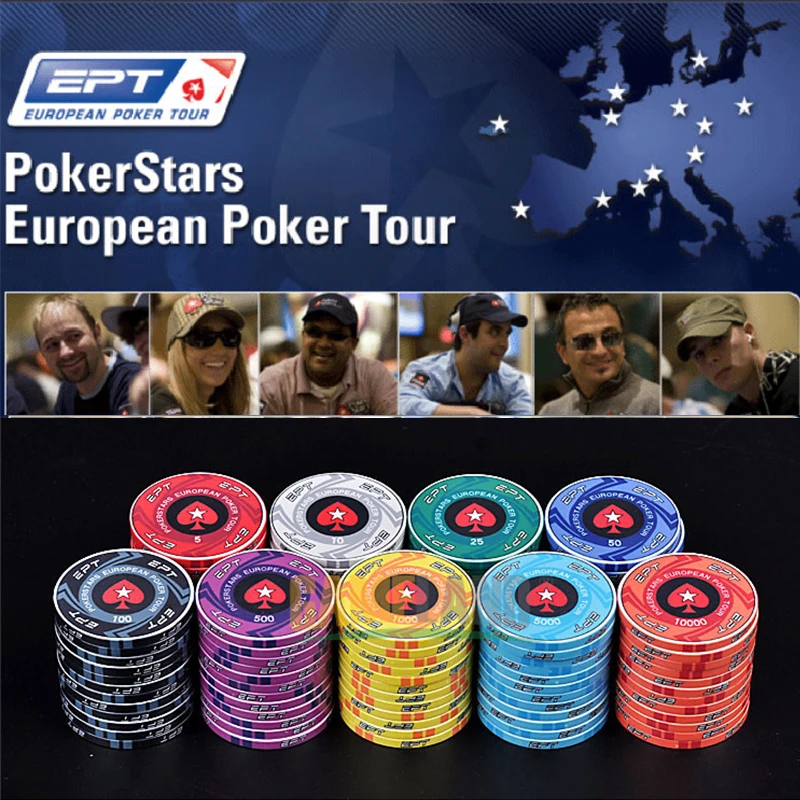5 штук ept poker chips - 11г 40мм*3.3мм - EPT фишки для покера - керамический покер фишки - набор для покера Хорошее чувство монеты - Poker chips 2016 - Бесплатная доставка - изображение