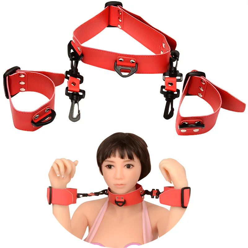 Toys for Adults Sexual bondage handcuffs Red leather bdsm bondage  Sex Bondage Set Sex Toys For Couples BDSM TZ24