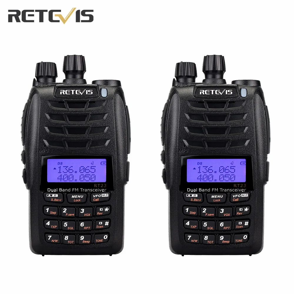 2 шт. Retevis RT23 Walkie Talkie кросс-группа ретранслятор УКВ + VHF136-174/400-480 мГц 5 Вт двойной PTT/приемник 128Ch 1750 Гц DTMF радио A9122