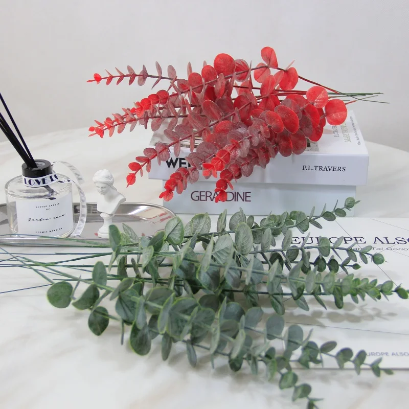 

Simulation green plant single eucalyptus leaf imitation dry branch artificial fake flower wedding shooting prop home decoration