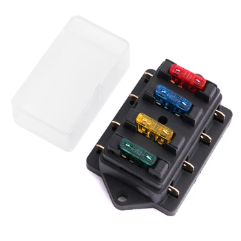 

12V/24V 4 Way Car Truck Auto Blade Fuse Box Holder Circuit Standard ATO +4X Fuse