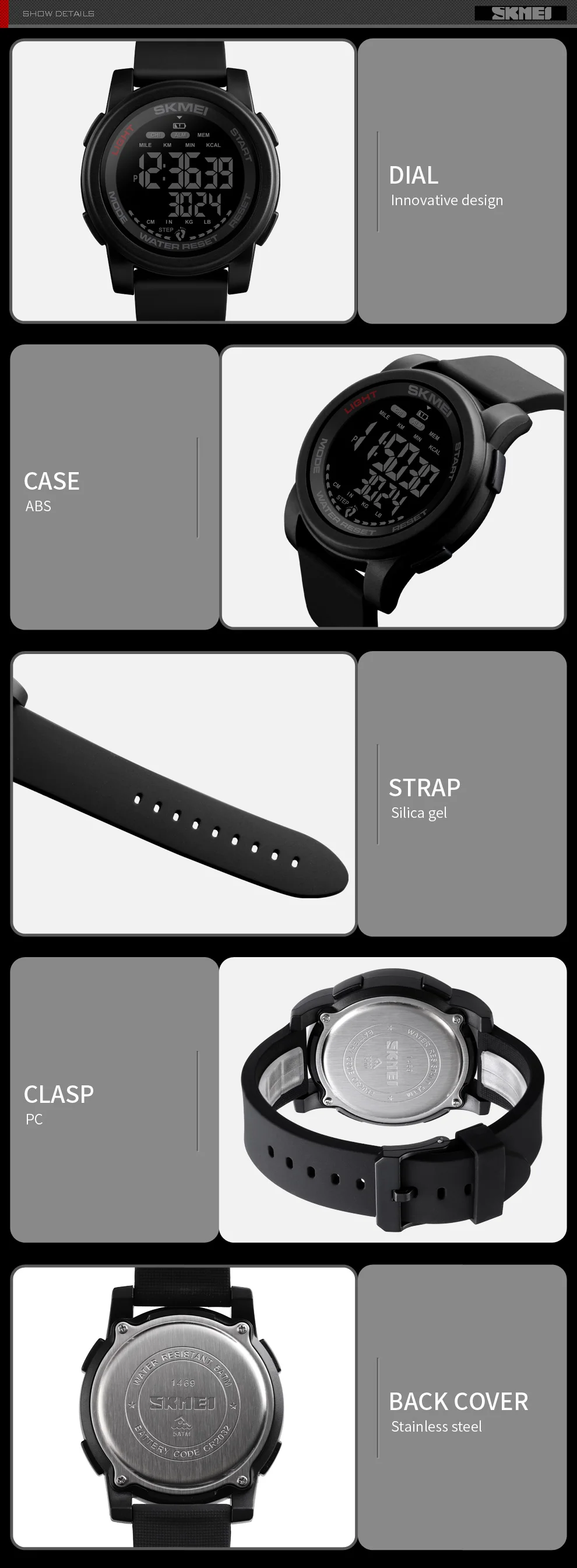 Лидирующий бренд SKMEI Мужские Цифровые часы шагомер калорий обратного отсчета спортивные наручные часы водонепроницаемые мужские военные часы браслет будильник