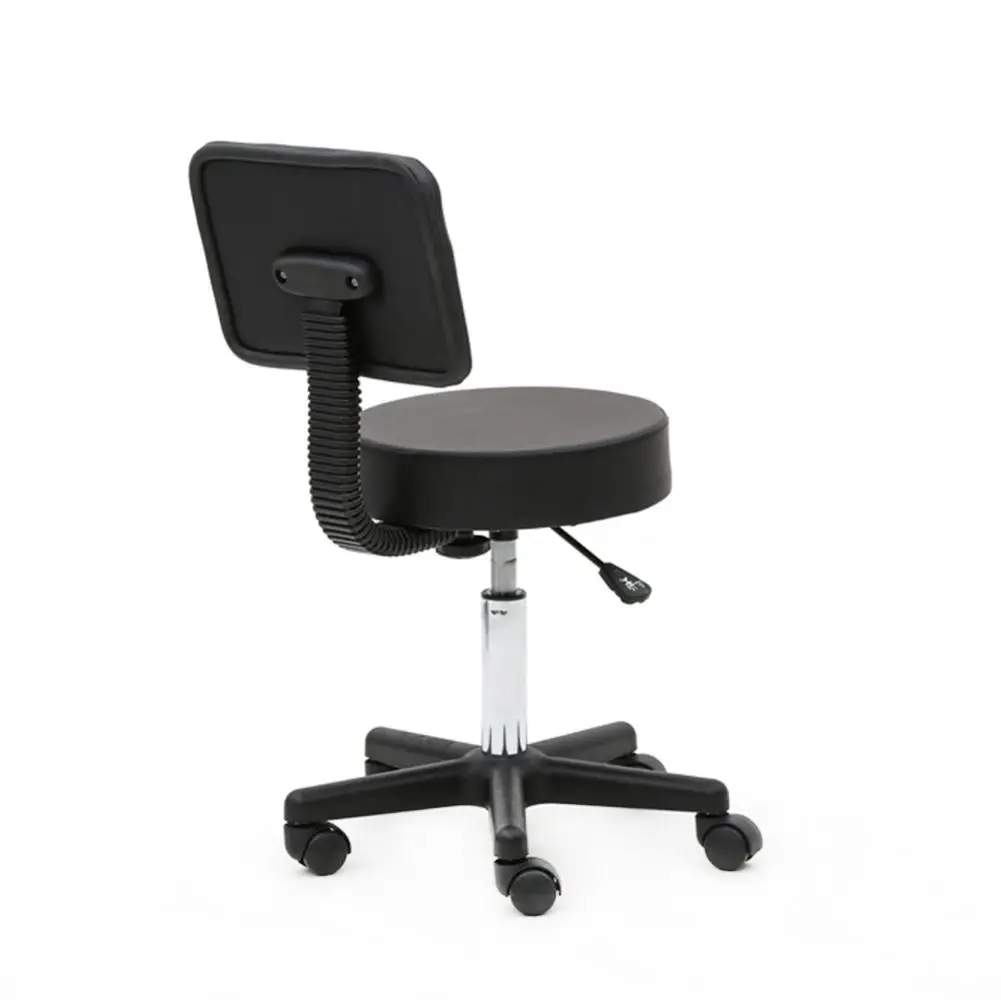

1Pcs Round Shape Plastic Adjustable Salon Stool With Back Black Bar Stool Anti-skidding Anti-rust Design Stool Salon Chair