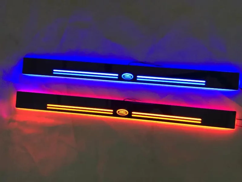 

White red blue lights moving door scuff plates welcome pedal strip threshold door sill protective pedal for Land rover Evoque