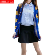 HOT Free shipping 2016 new autumn fashion women high quality cartoon yellow Winnie the blue button knit cardigan sweater