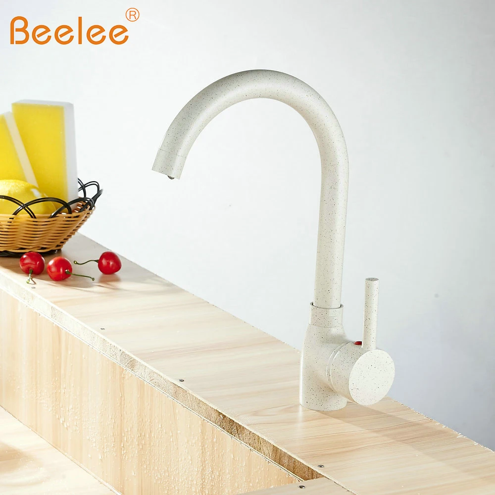 Cream color Kitchen Mixer Faucet Rotating Single Hole ...