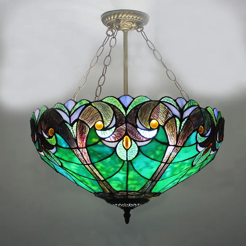 Tiffany Peacock Stained Glass Pendant Lamp6