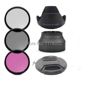 

7in1 1set Digital Camera lens filter 62mm UV / CPL / FLD Filter / Flower Lens Hood /Lens Cap /Cleaning Pen/Rubber Hood