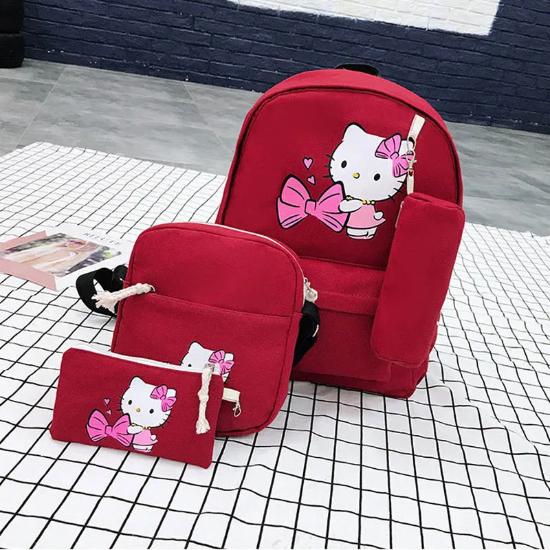 Hello kitty, мультяшная сумка для девочек, сумка через плечо, 4 в 1, детские игрушки, сумка для девочек, брезентовый плюшевый рюкзак, лучшие подарки для взрослых девочек - Цвет: F