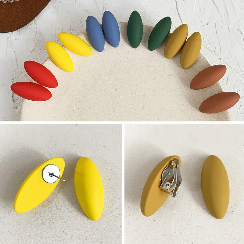

Korean 12 Colors Water Droplets Style Stud Earrings Clips For Women BB Earring Sets With Acrylic Materials Trendy