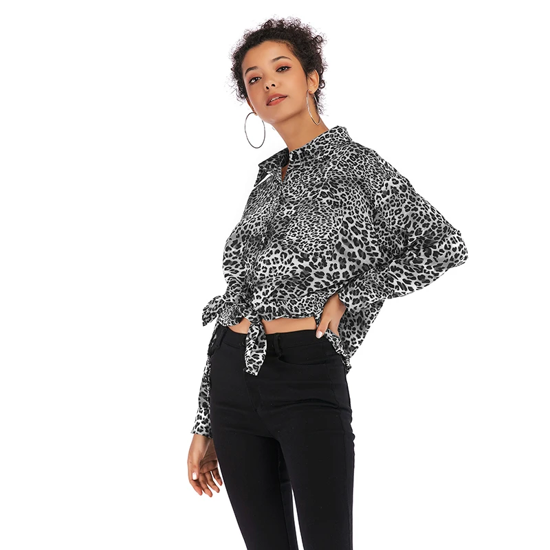 

Women's New Retro Chiffon Long-sleeved Shirt2019 Women's Spring Autumn Fashion Single-breasted Loose Tops Leopard Professional