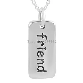 

50 Pcs Lots Sale Alloy Rectangular Friend Message Hand Stamped Necklace