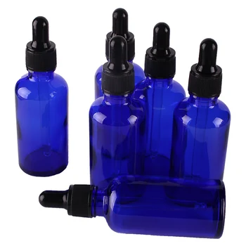 

6pcs 50ml Cobalt Blue Glass Dropper Bottles with Pipette Empty Perfumes Bottles Liquid Jars