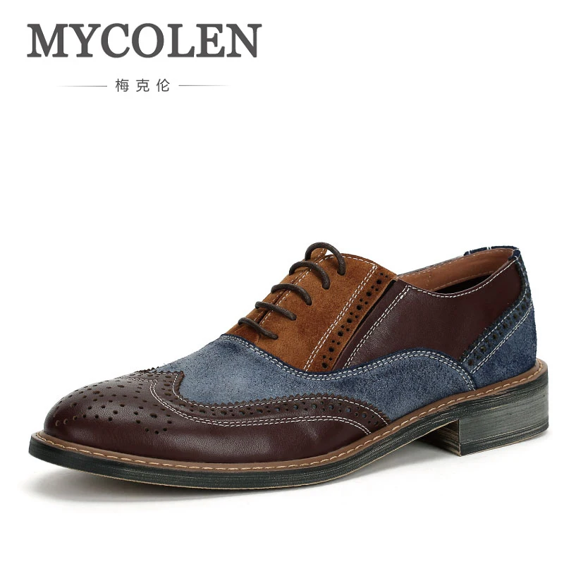 

MYCOLEN Modern Gentlemen Formal Luxury Brand Top Fashion Brogue Shoes Genuine Leather Mens Wedding Party Dress Shoes Man