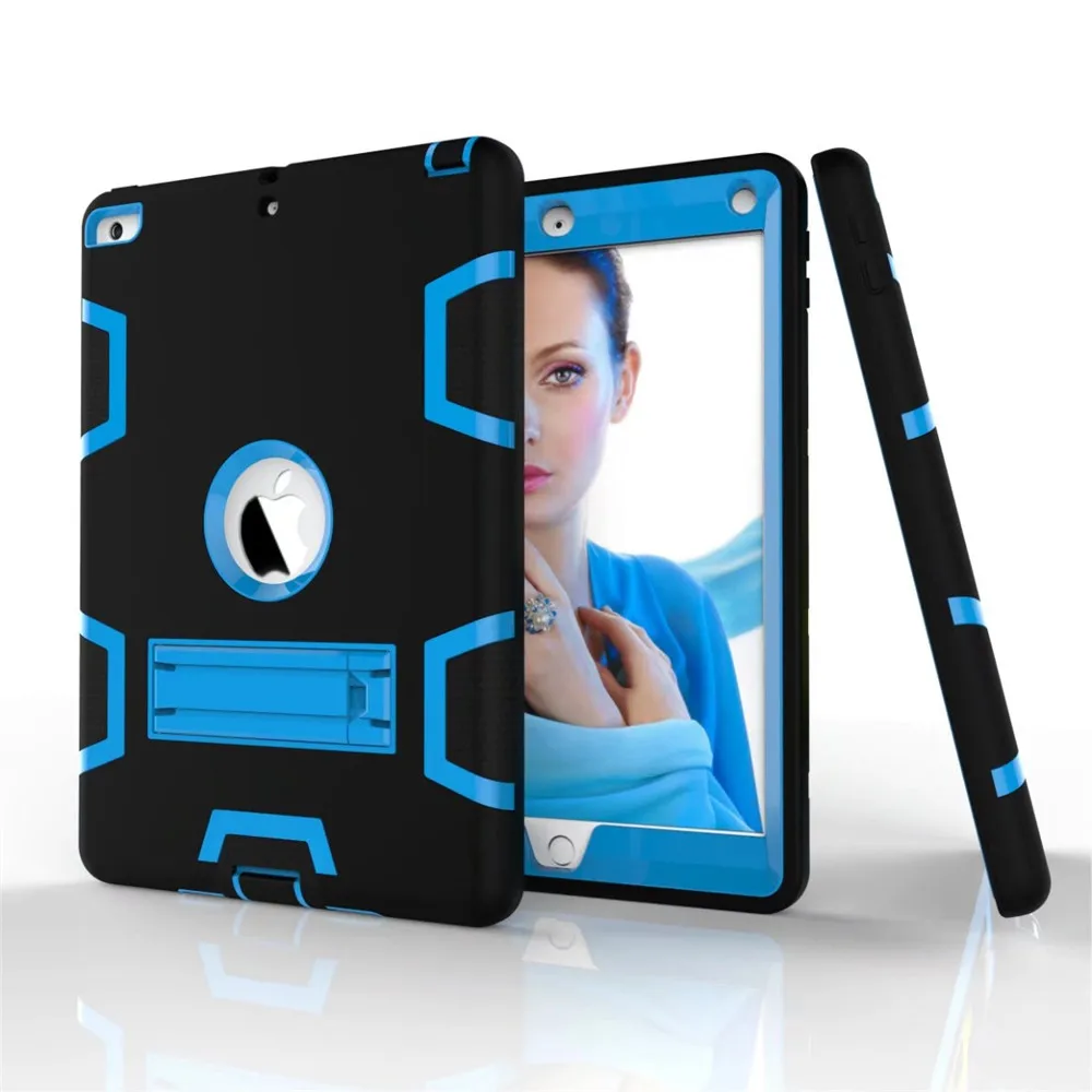 

For iPad 9.7" 2017/2018 A1822 A1823 A1893 Dual Layer Hybrid Armor Case With Kickstand Shockproof Rubber & Hard PC Tablet Cover