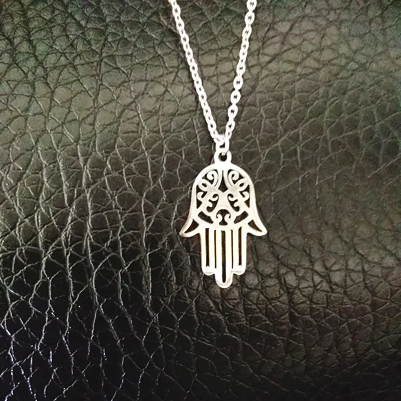 Hamsa ручная работа из нержавеющей стали ожерелья серебряного цвета ожерелье чокер
