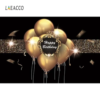 

Laeacco Golden Balloon Bling Bokeh Photographic Backdrop Customized Birthday Decoration Photography Backgrounds For Photo Studio