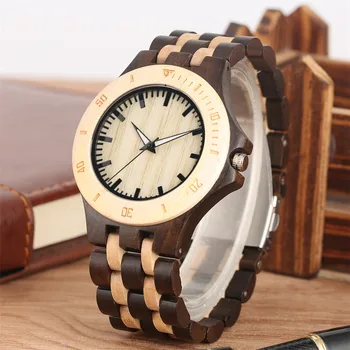 

Men Quartz Watch Full Wooden 12-Hours Display Natural Wood Bangle Man Clock Luxury Mens Watches reloj de madera