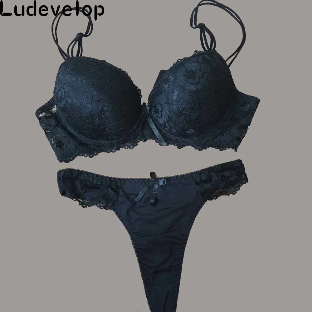 Ludevelop сексуальные стринги кружевной бюстгальтер Push Up Белье женское нижнее белье