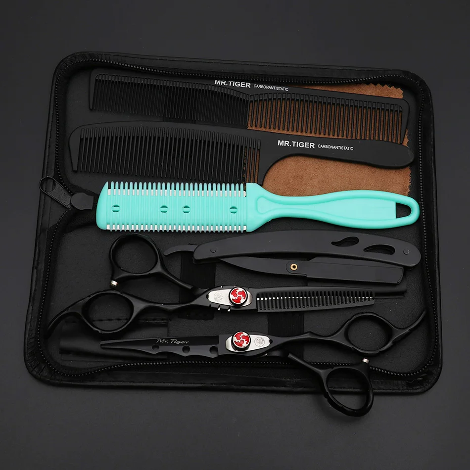 Япония 6,0 5,5 Черные ножницы для волос Профессиональные Парикмахерские ножницы для стрижки волос Парикмахерские ножницы для волос набор Makas