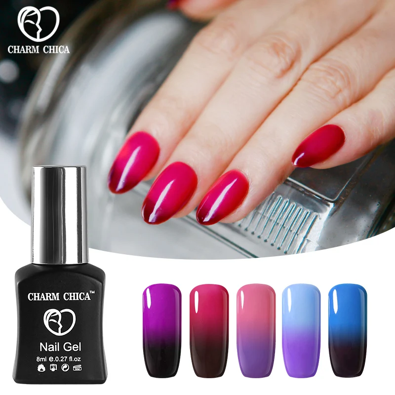 

CHARM CHICA 8ml Temperature Change Gel Lacquer Soak Off UV Gel Varnish Thermo Semi Permanent Lucky Gel Nail Polish