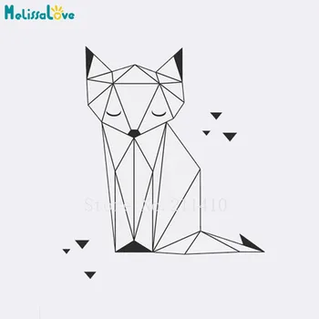 

Baby Wall Sticker Geometric Elegant Fox Wall Sticker For Kids Room Decals 3d Vinyl Wall Animal Art Murals Unique Gift YY804