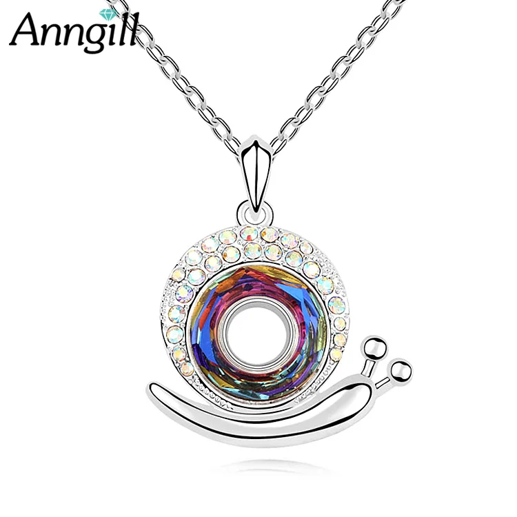 

Top Quality Fashion Crystals from Swarovski Snails Pendant Necklace for Women Original Statement Silver Color Crystal Jewelry